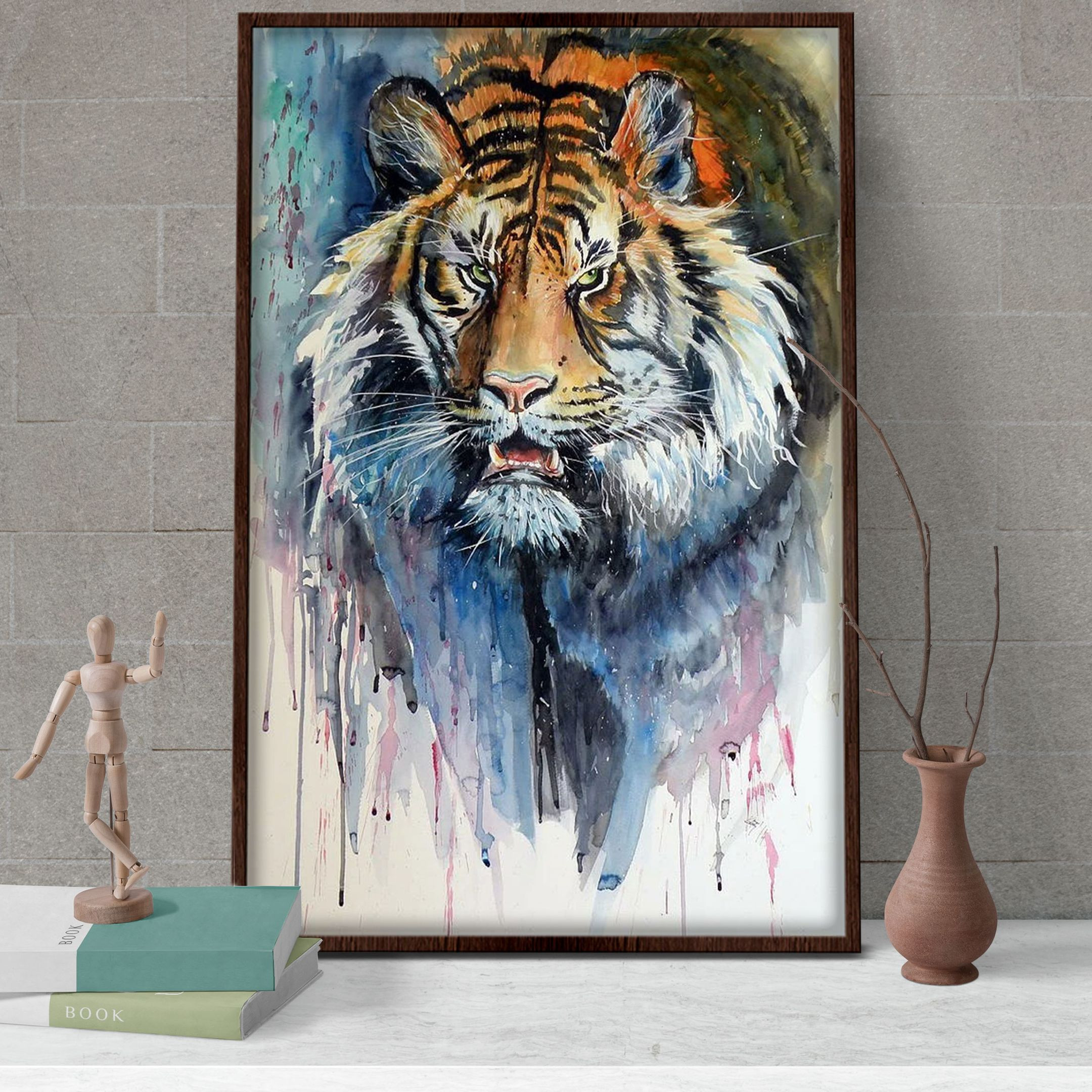 B1506 G811 Tiger Watercolor Poster & Canvas