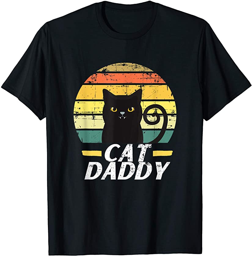 Vintage Cat Daddy Gift Retro Cat Kitten Shirt Dad Cat Lover T-Shirt