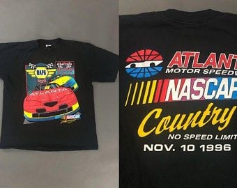 Vtg 1996 Nascar Atlanta Motor Speedway Napa 500 Black Big Graphic T Shirt Short Sleeve 1990s 90s Vintage  L 7337