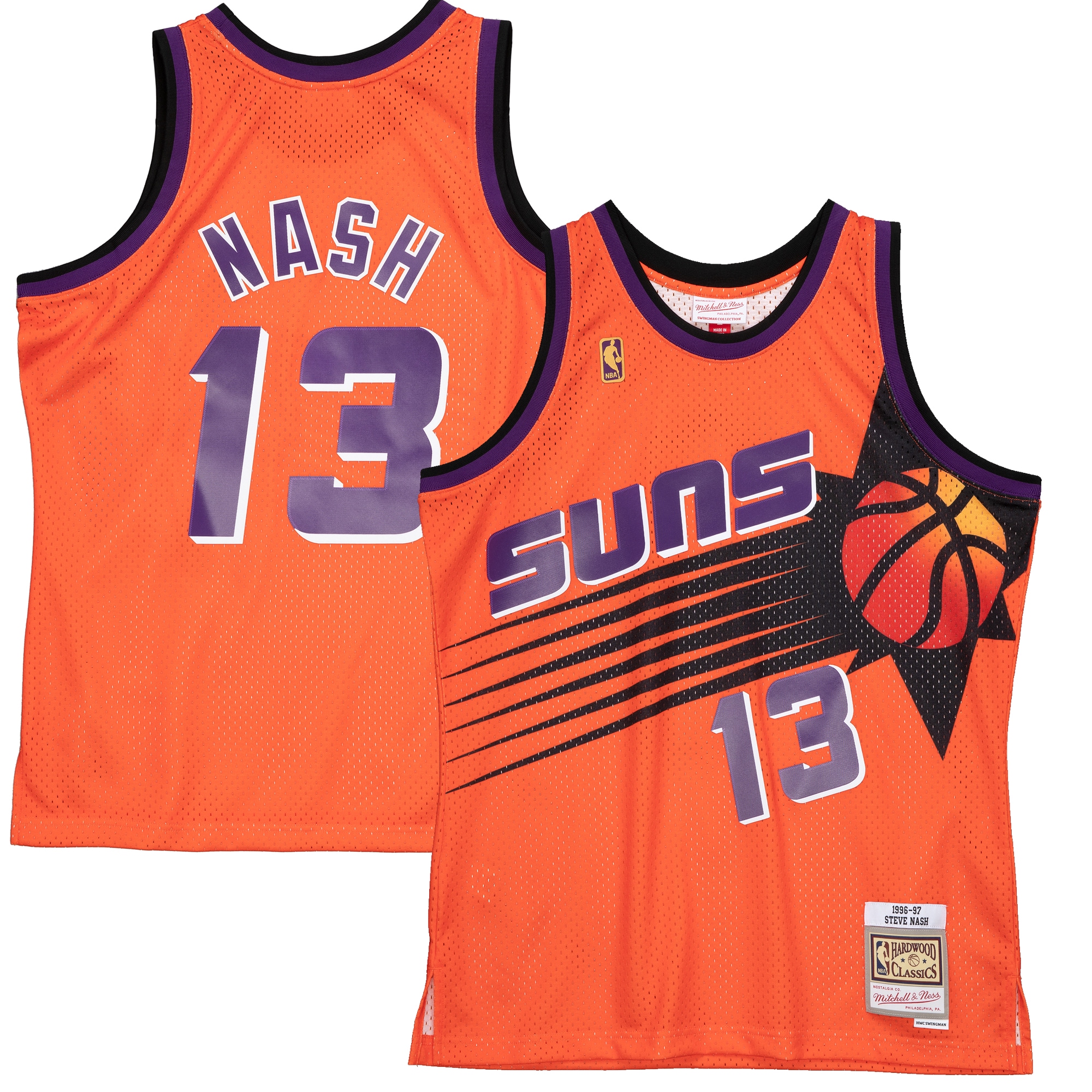 Steve Nash Phoenix Suns Mitchell & Ness 1996-97 Hardwood Classics Reload 2.0 Swingman Jersey – Orange