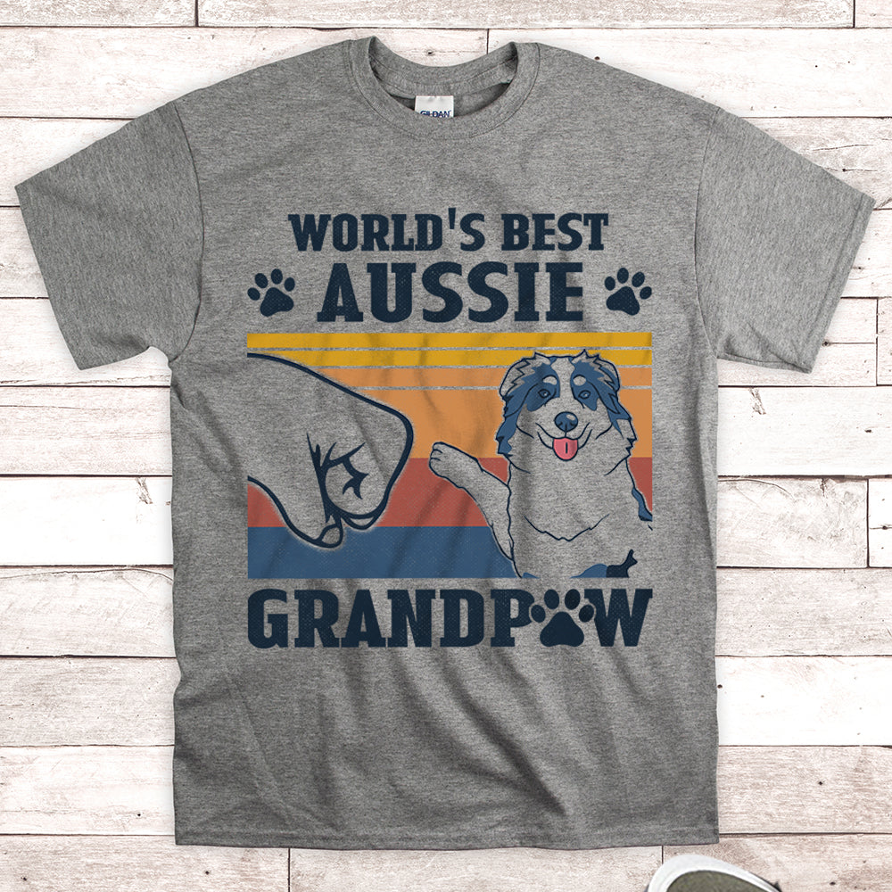 World’S Best Aussie Grandpaw Shirts Gift For Australian Shepherd Grandpa M0402 Nh95