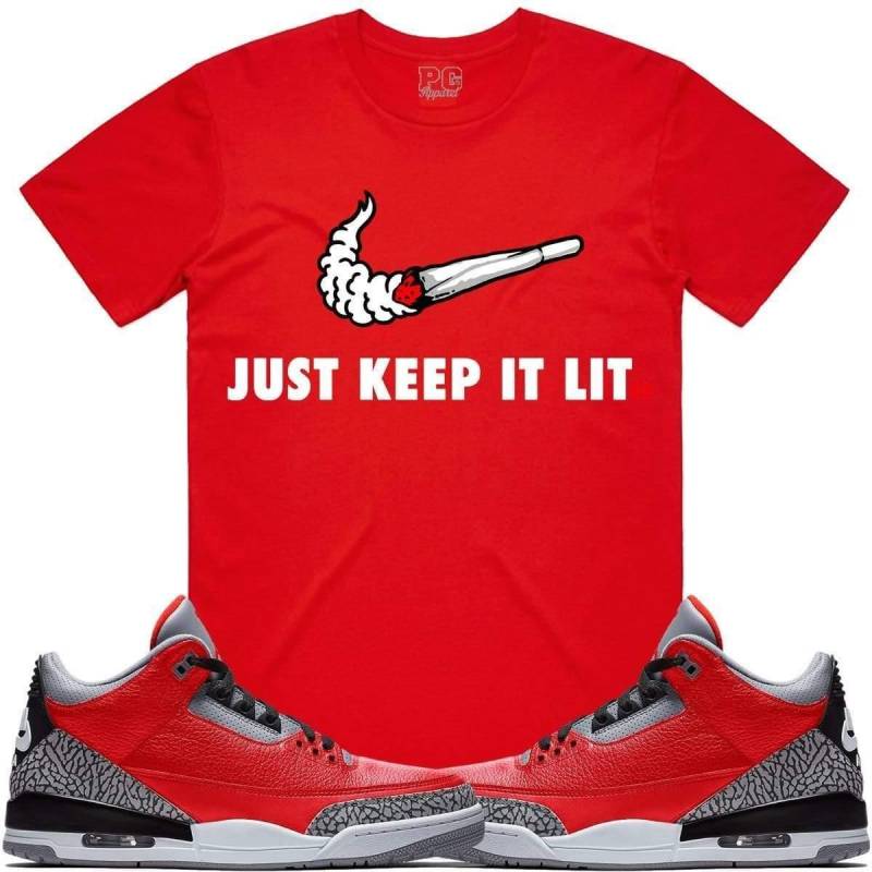 Jordan Retro 3 Red Cement Elephant Sneaker T-Shirt Swoosh Pg