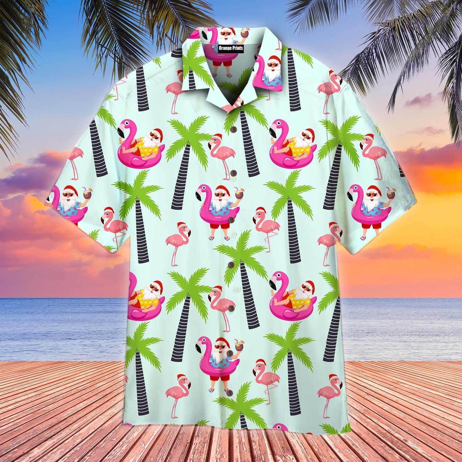 Amazing Santa Claus Flamingo Aloha Hawaii Shirts For Men Women Ha97700