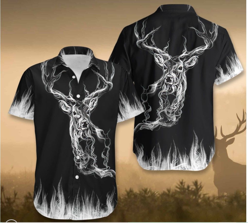 Deer Black Hawaiian Shirt Ha65324