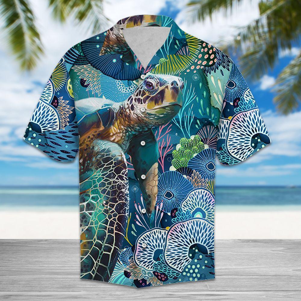 Turtle Coral Hawaiian Shirt Ha96393