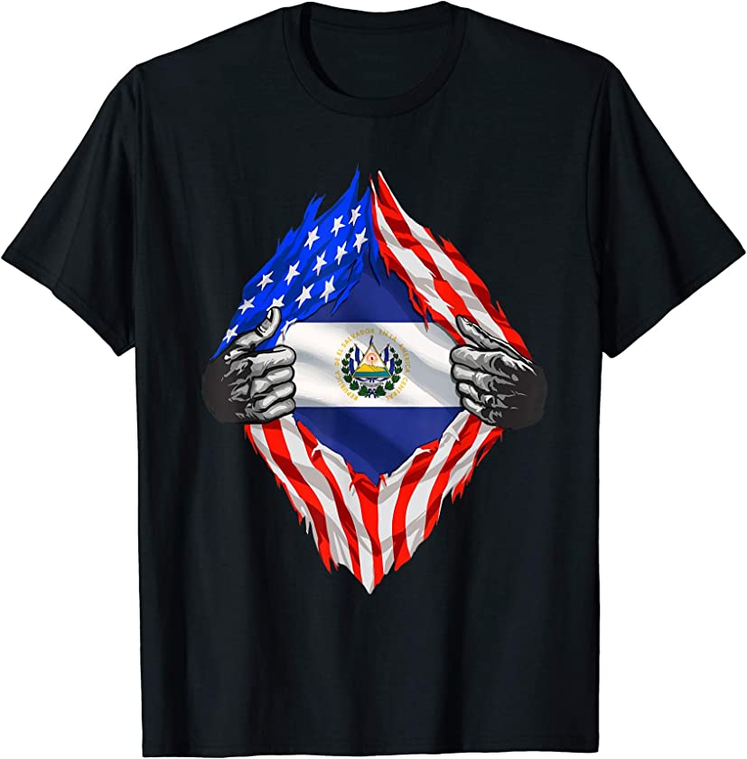 Super Salvadoran Heritage El Salvador Roots USA Flag Gift T-Shirt