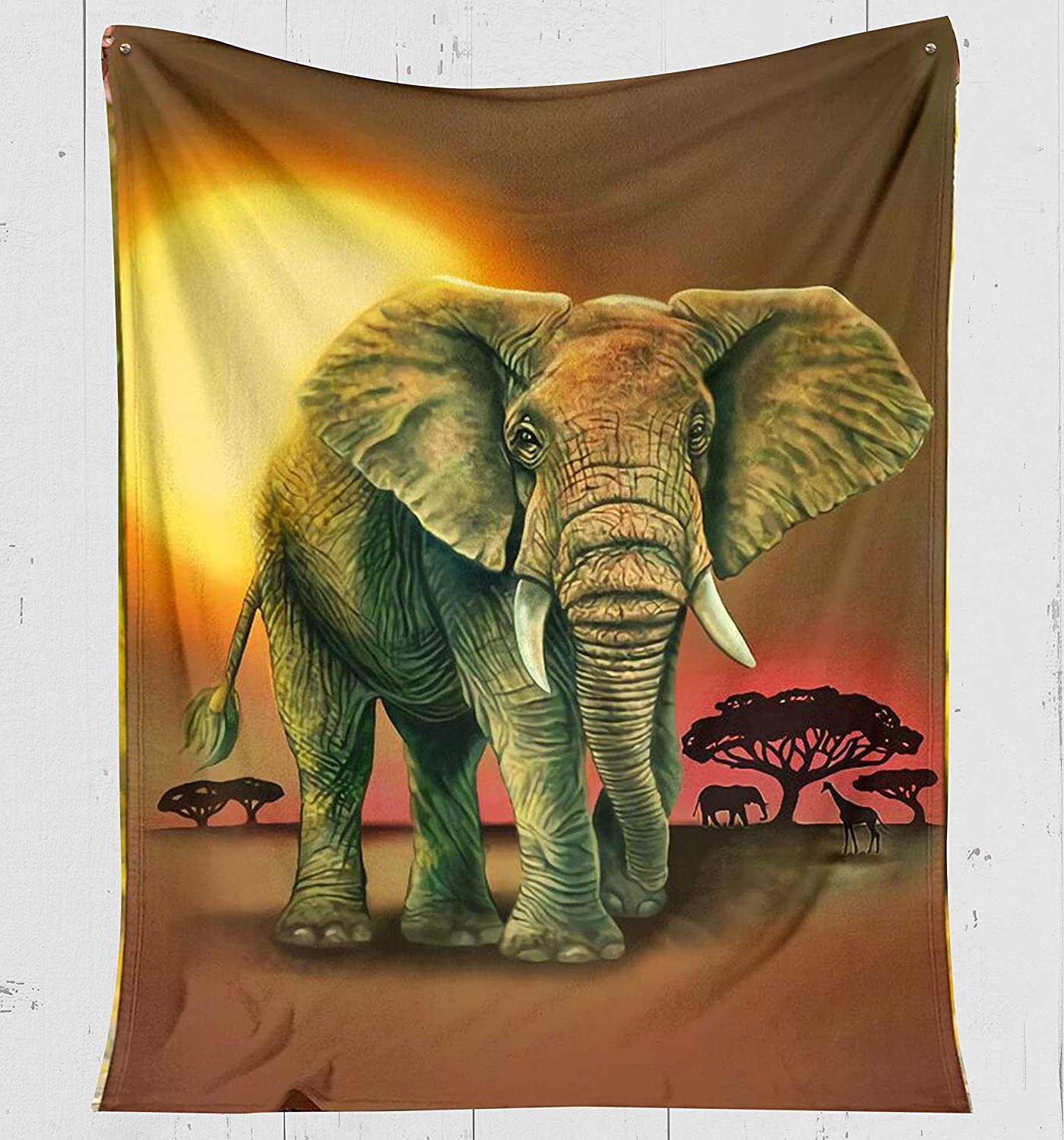 Fleece Blanket -Wild Elephant Fleece Blanket-Fleece Blanket 3D Soft Cozy Lightweight Durable Plush Throw Blanket For Bedroom Living, Gift For Friend And Relative