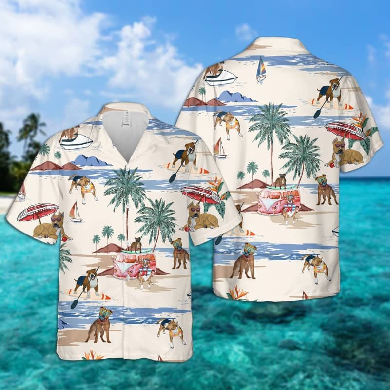 Felacia Staffordshire Bull Terrier Summer Beach Hawaii Shirt Ha22788