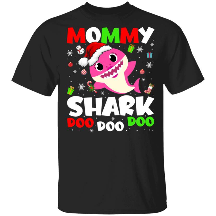 Christmas Shark Lover Shirt Mommy Shark Doo Doo Doo Funny Christmas Santa Shark Kids Video Baby Matching Family Gifts T-Shirt