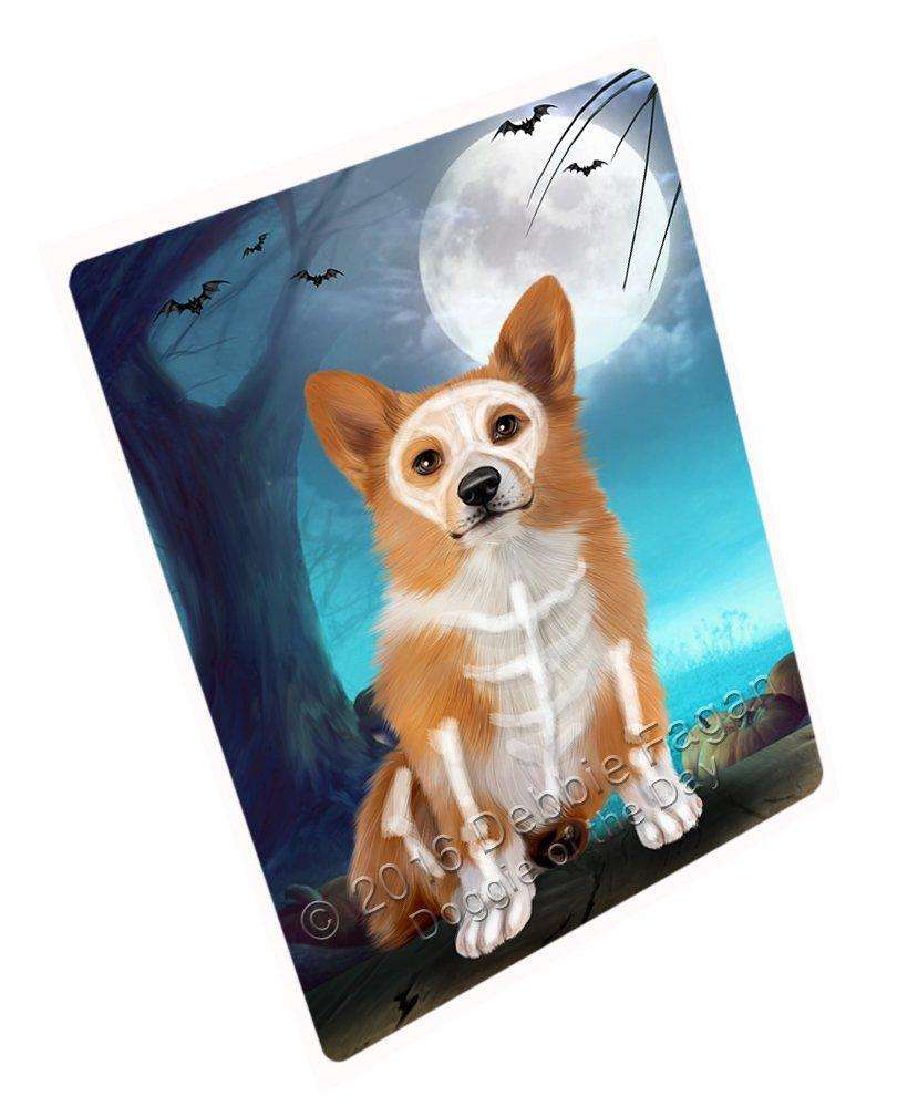 Happy Halloween Trick Or Treat Pembroke Welsh Corgi Dog Skeleton Art Portrait Print Woven Throw Sherpa Plush Fleece Blanket