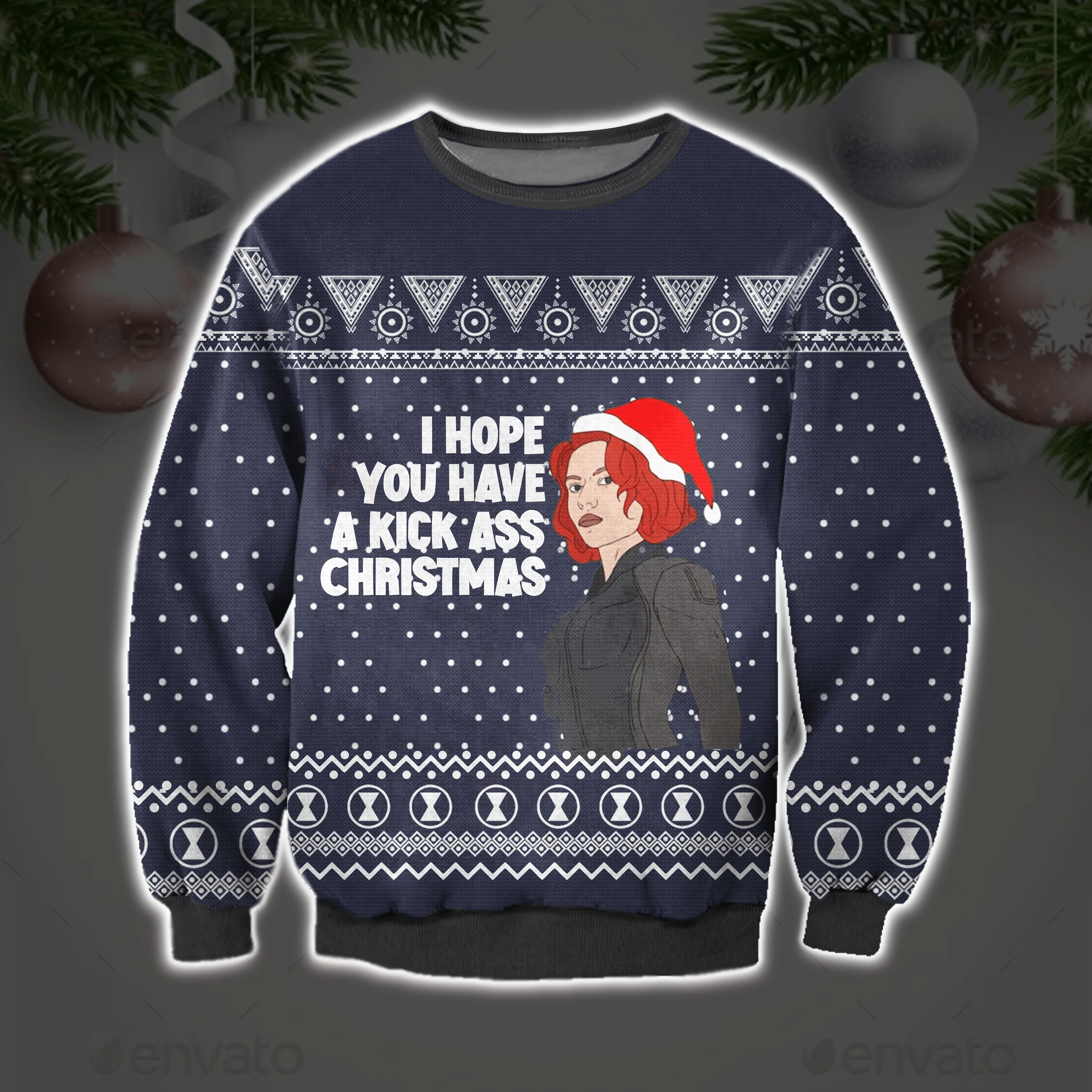 Black Widow – I Hope You Have A Kick Ass Christmas Ugly Sweater