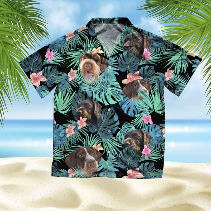 German Wp Hawaiian Shirt, Dog Summer Leaves Hawaiian Shirt, Unisex Print Aloha Short Sleeve Casual Shirt