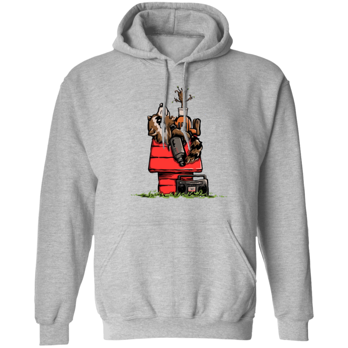 Rocket And Groot In Snoopys World Hoodie