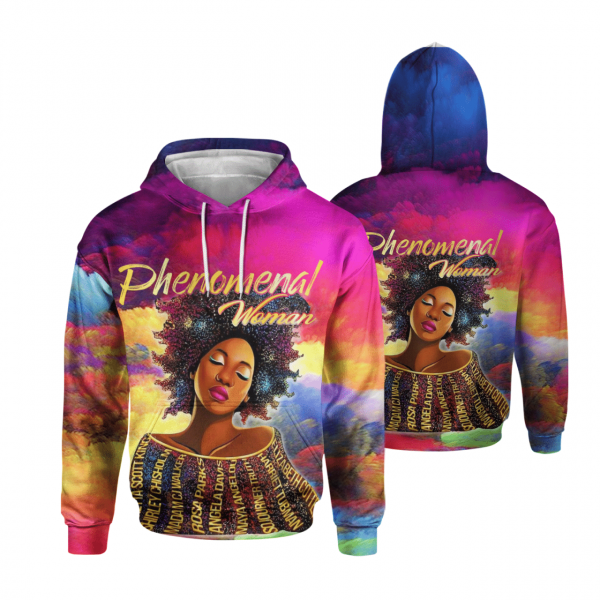 Phenomenal Woman Art Black Girl All Over Print 3D Unisex Hoodie Us Size