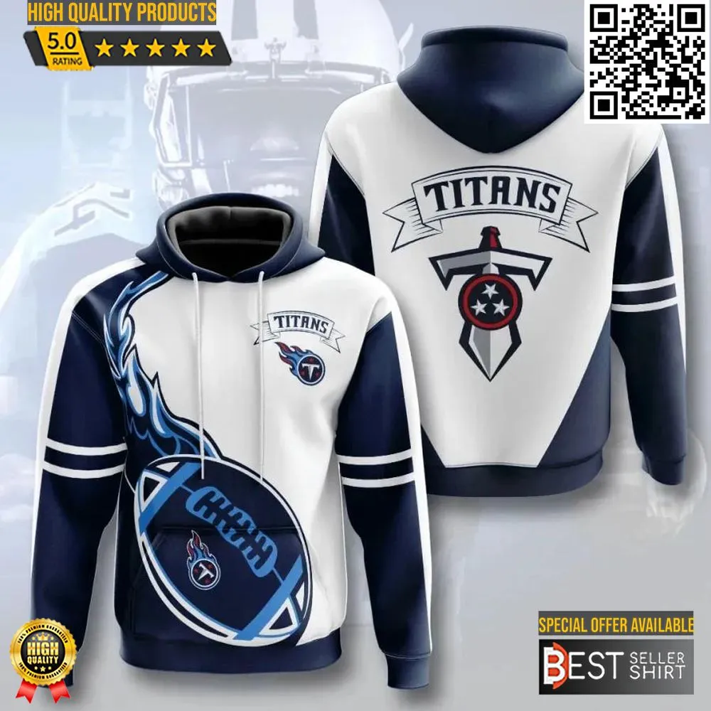 Tennessee Titans Logo 3D Hoodie Football Jersey 3D Flame Balls