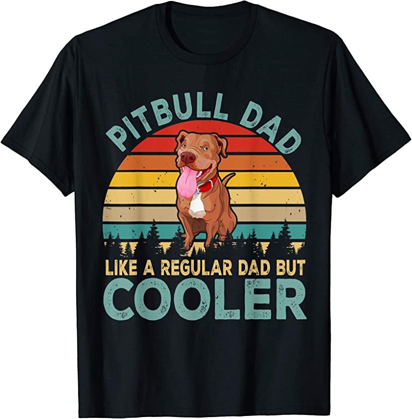 Vintage Retro Happy Father’s Day Matching Pitbull Lover T-Shirt