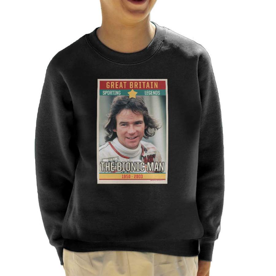 Sporting Legend Poster UK Barry Sheene Bionic Man World Motor Cycle Champion 1977 Kid’s Sweatshirt