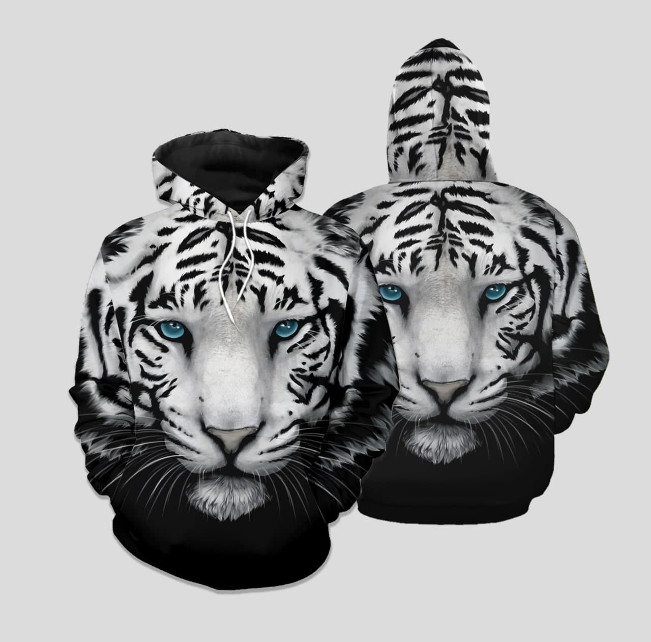 Cool Black – White Tiger Hoodie 3D