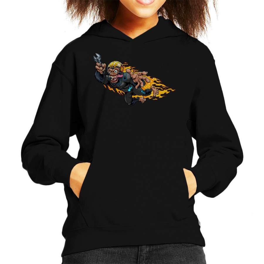 Stuntman Monkey Racer Kid’s Hooded Sweatshirt