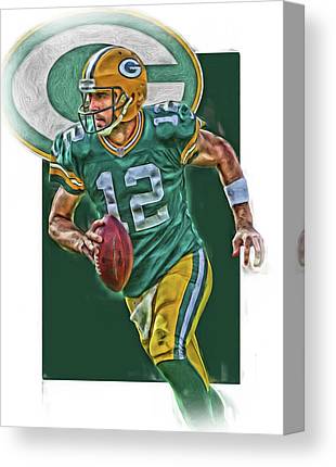 Aaron Rodgers Green Bay Packers Oil Art Joe Hamilton Canvas Print