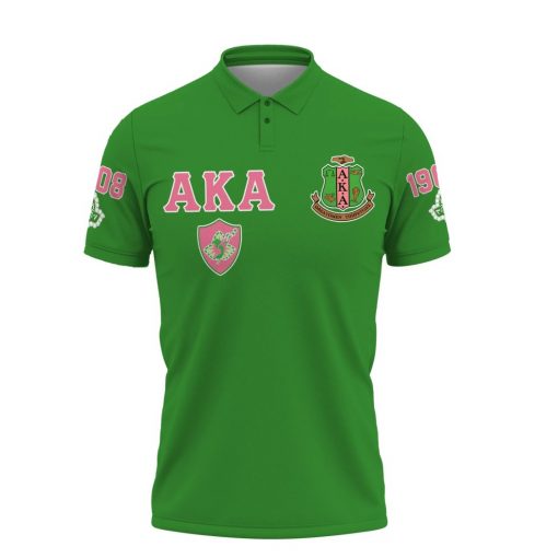 Alpha Kappa Alpha 1908 Pearl Ivy Emblem Green Polo Shirt