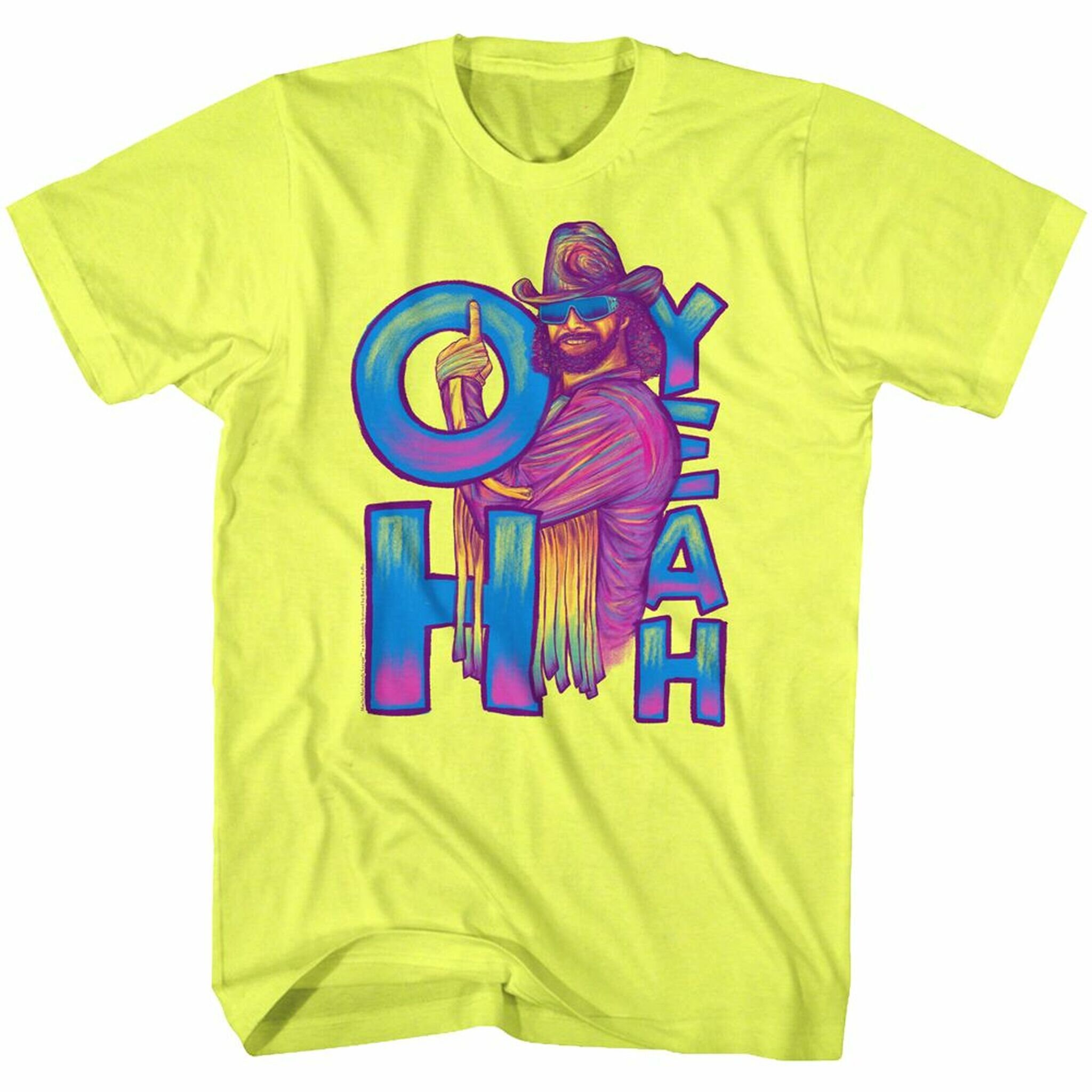 Macho Man Oh Yeah Neon Yellow Heather Adult T-Shirt