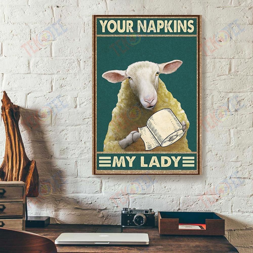 Canvas Painting Your Napkins My Lady Sheep Vertical Canvas Wall Art Beautiful Wall Art Home Decoration