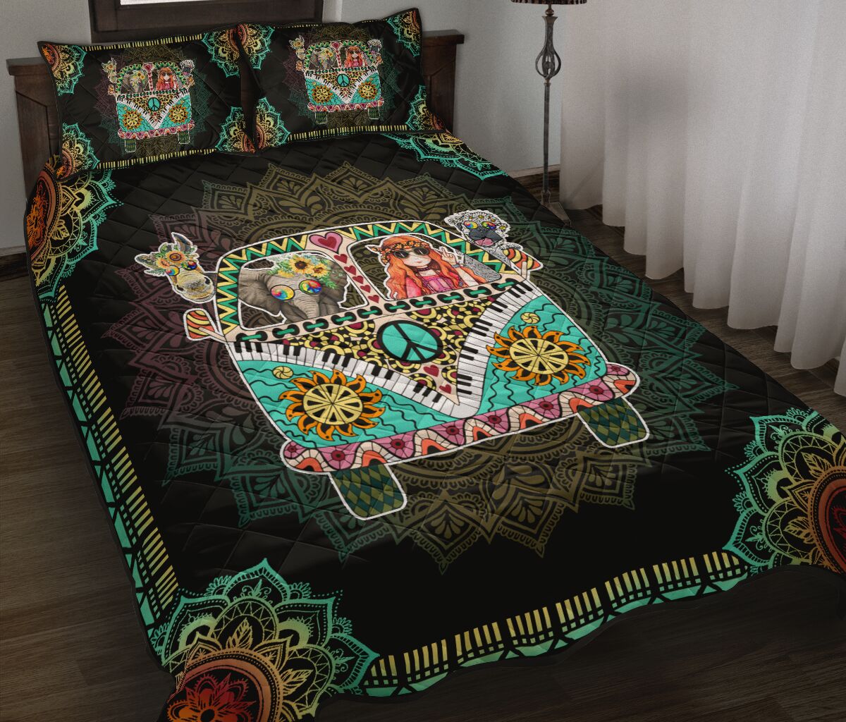 A Girl And Her Animals Hippie Quilt Set 0622