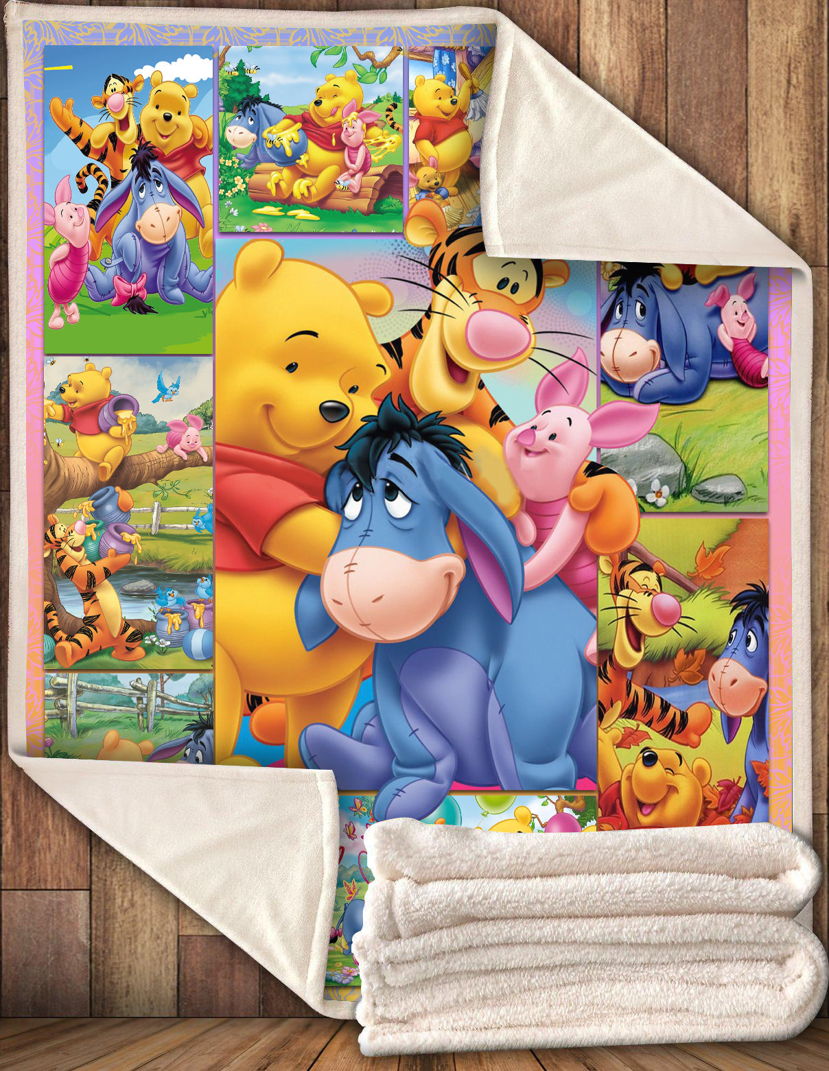 Unifinz Dn  Doormat Wtp Happy Pooh And Friends 3D Blanket Awesome Wtp Blanket 2022