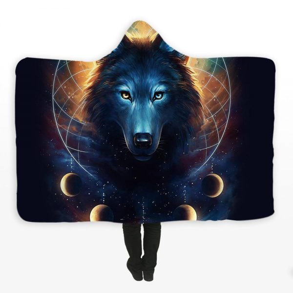 Animal Hooded Blankets – Animal Series Wolf Galaxy Super Cool Fleece Hooded Blanket