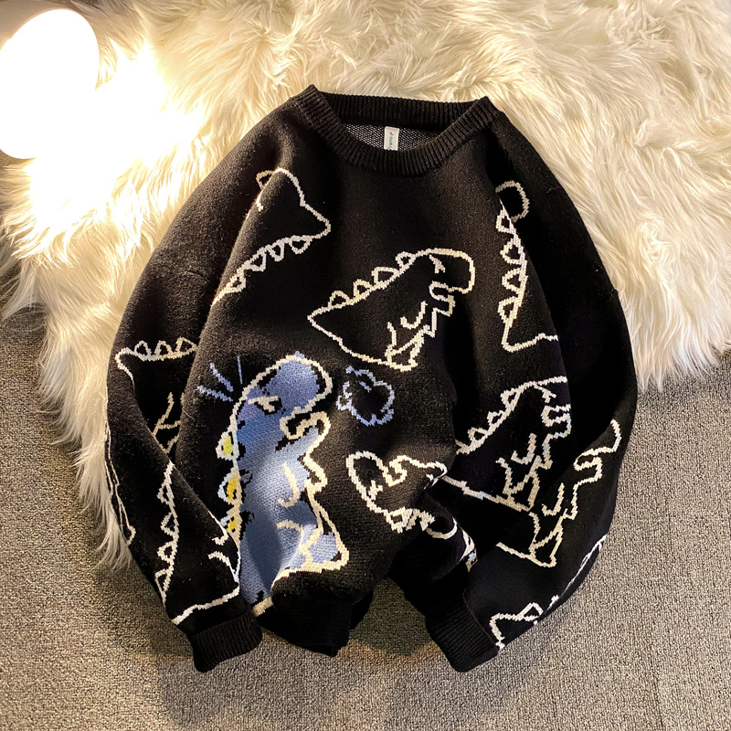 ZAZOMDE Harajuku Fashion Knitted Women Man Sweater Cute Cartoon Dinosaur Pullover Sweaters 2022 Fashion Streetwear Jumper Pull alx