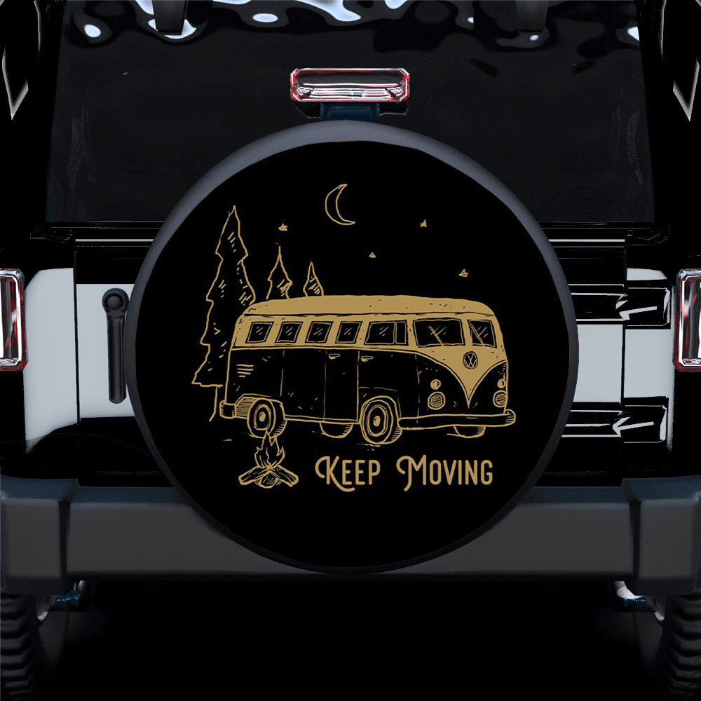 Keep Moving Camping Van Hippie Jeep Car Spare Tire Cover Gift For Campers