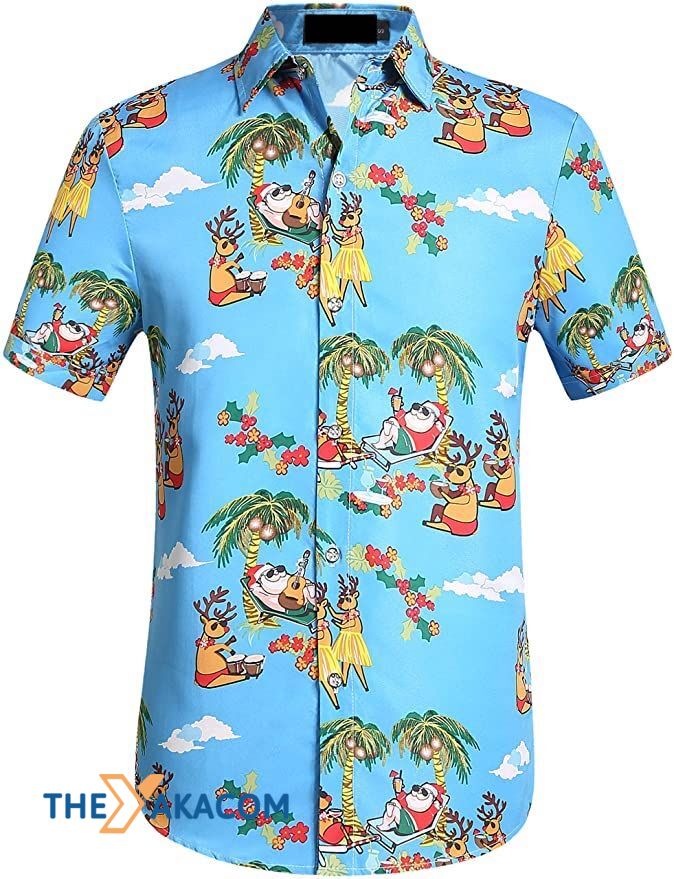 Santa Claus Tropical Shirts Christmas Hawaiian Shirt Ha45553