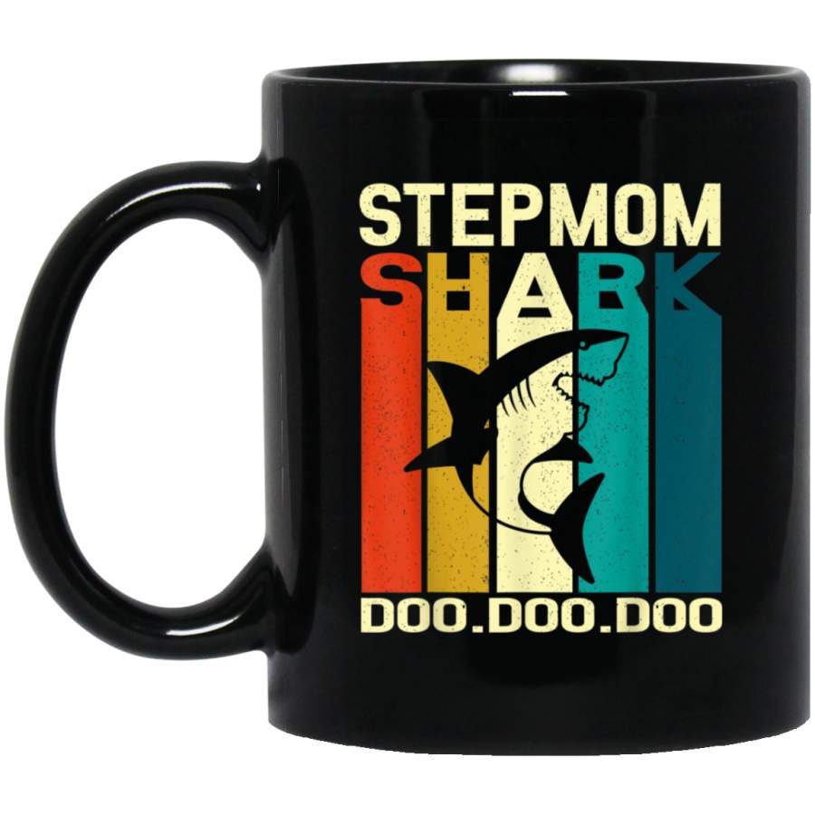 Step Mom Shark Doo Doo Doo Vintage Matching Family Black Mugs