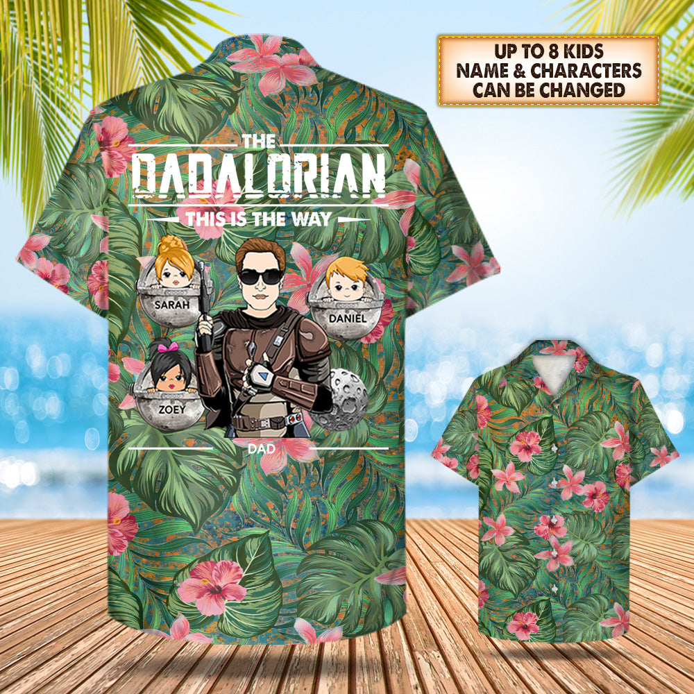 Personalized The Dadalorian This Is Way And Kid Grandkid Hawaiian Shirt For Dad Grandpa Trna Ha59498