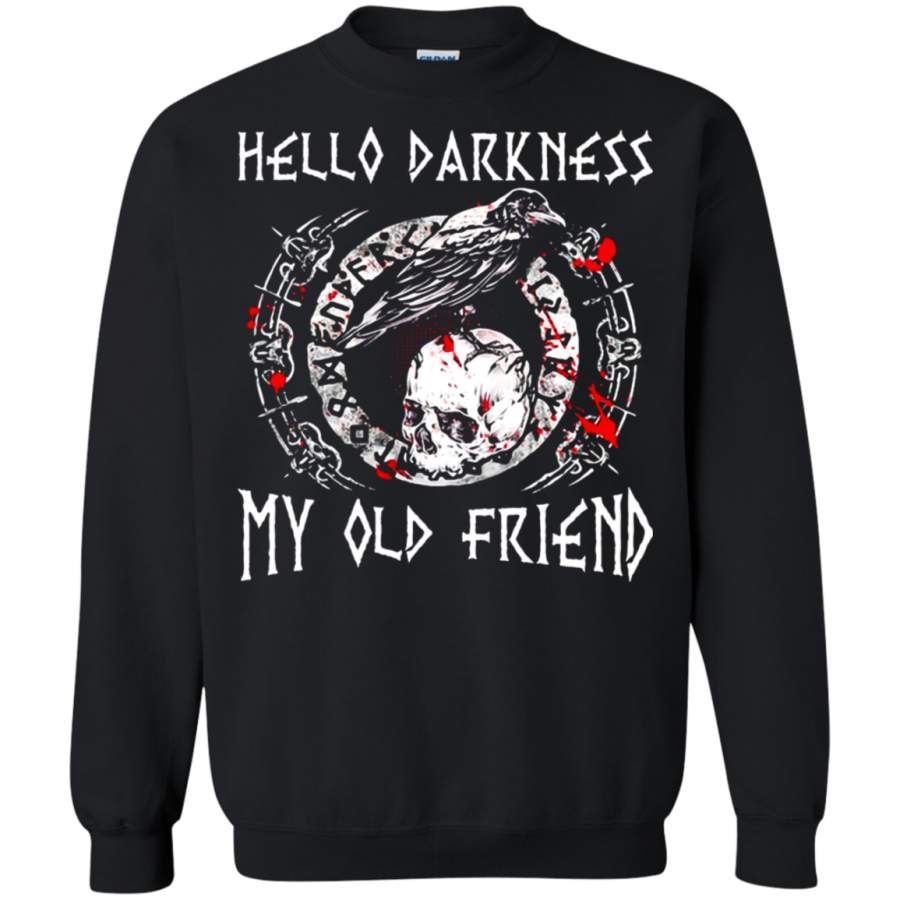 AGR Hello Darkness My Old Friend Viking Raven And Skull Sweatshirt