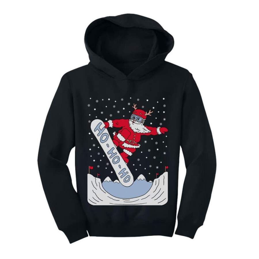 Ugly Christmas Santa On Snowboard Toddler Hoodie