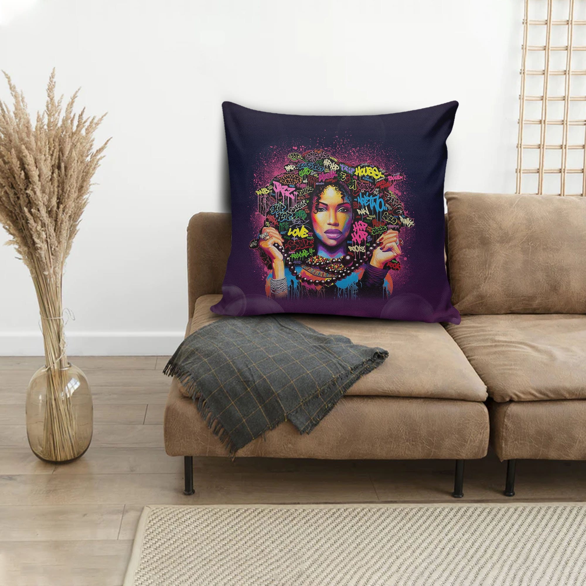 Afrocentric Throw Pillows Beautiful Black Lady Square Throw Pillow African Design Cushions