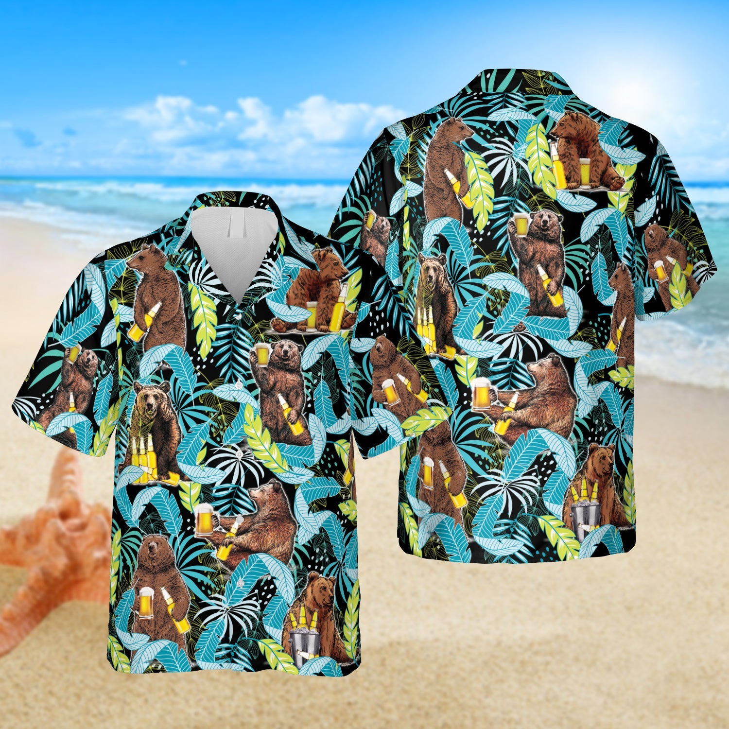 Drunk Bear Hawaiian Camping Summer Shirt Ha42535