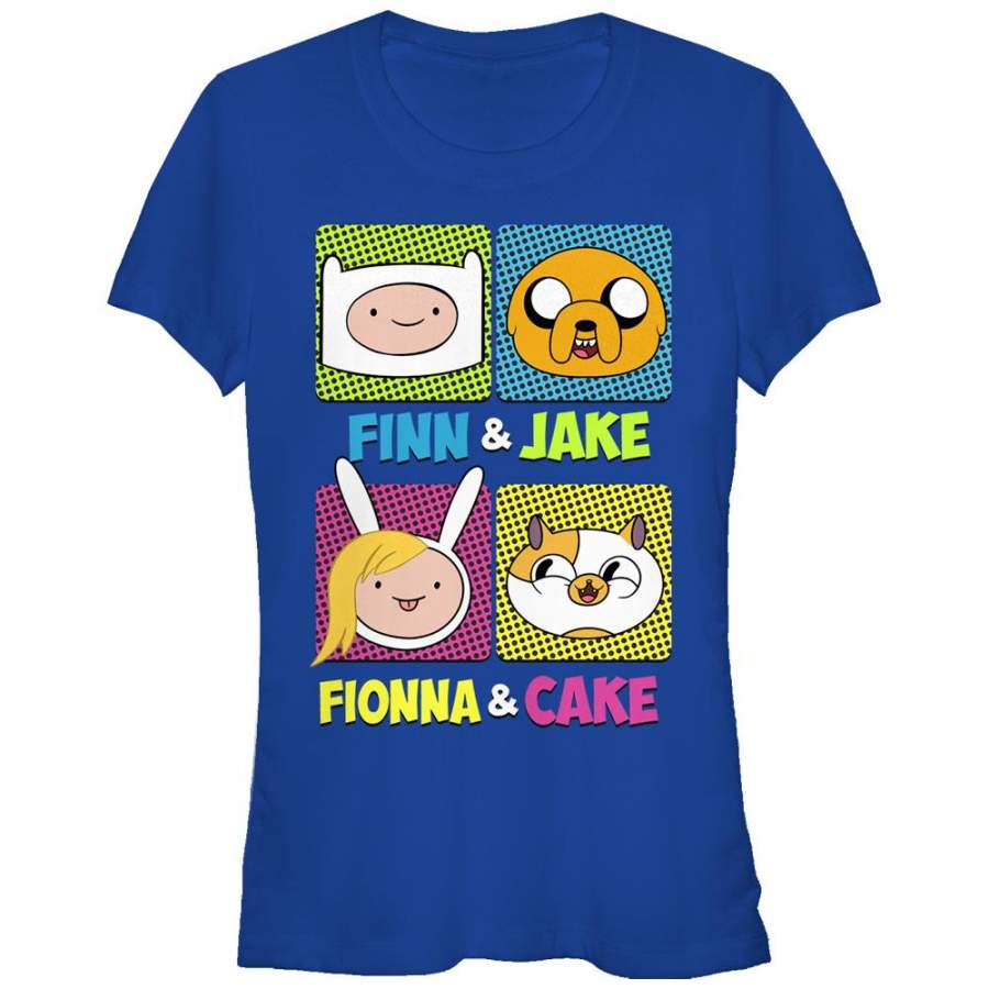 Adventure Time Junior’s Finn Jake Fionna Cake  T Shirt Royal Blue