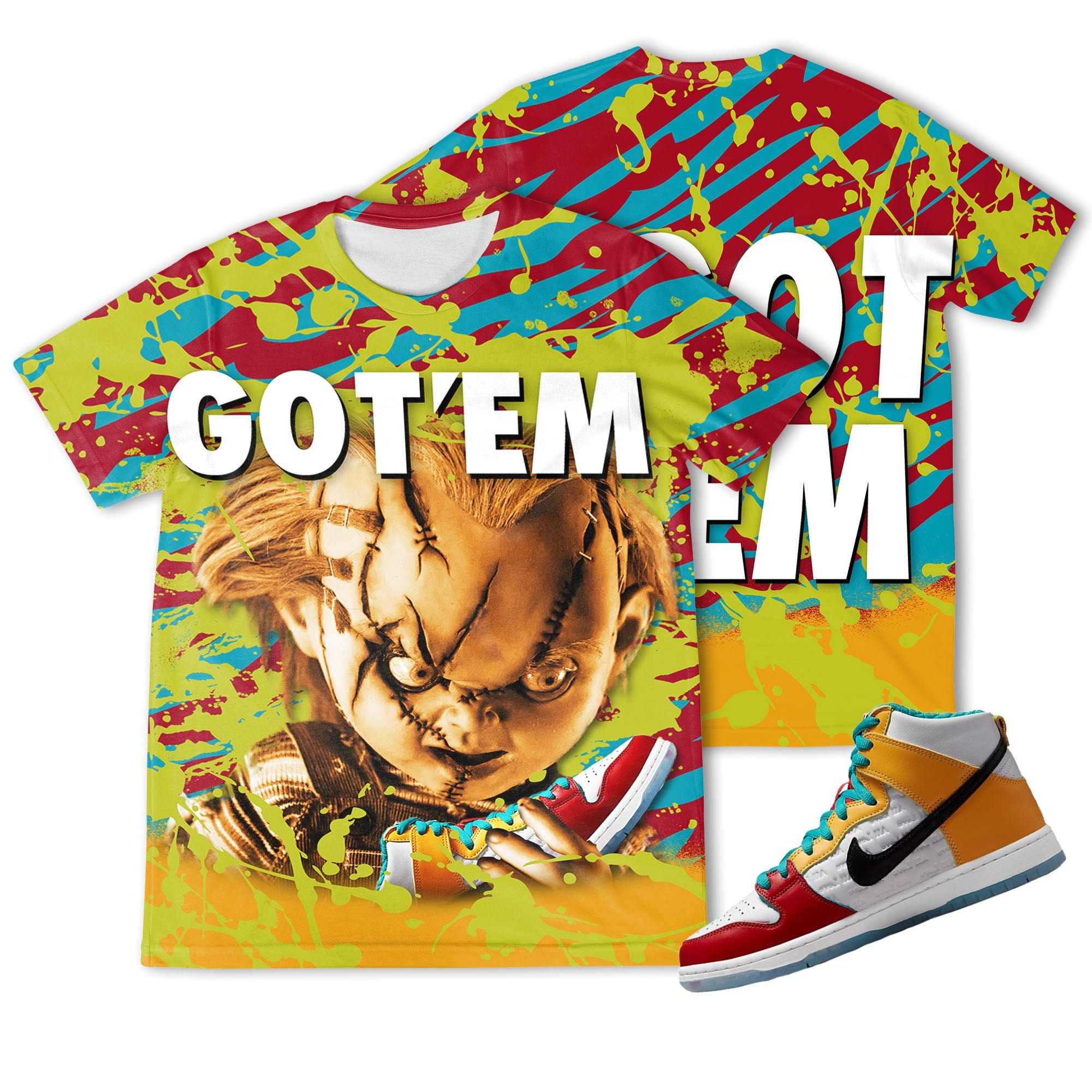 Chucky Gotem 3D Zebra Stripes Paint Unisex matching 3D Shirt SB Dunk FroSkate High Pro All Love Shirt trending 2022, oversized shirt