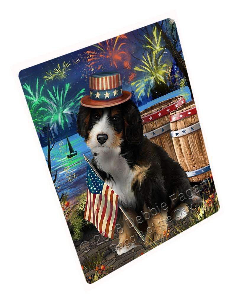 4Th Of July Independence Day Fireworks Bernedoodle Dog At The Lake Blanket Blnkt75900