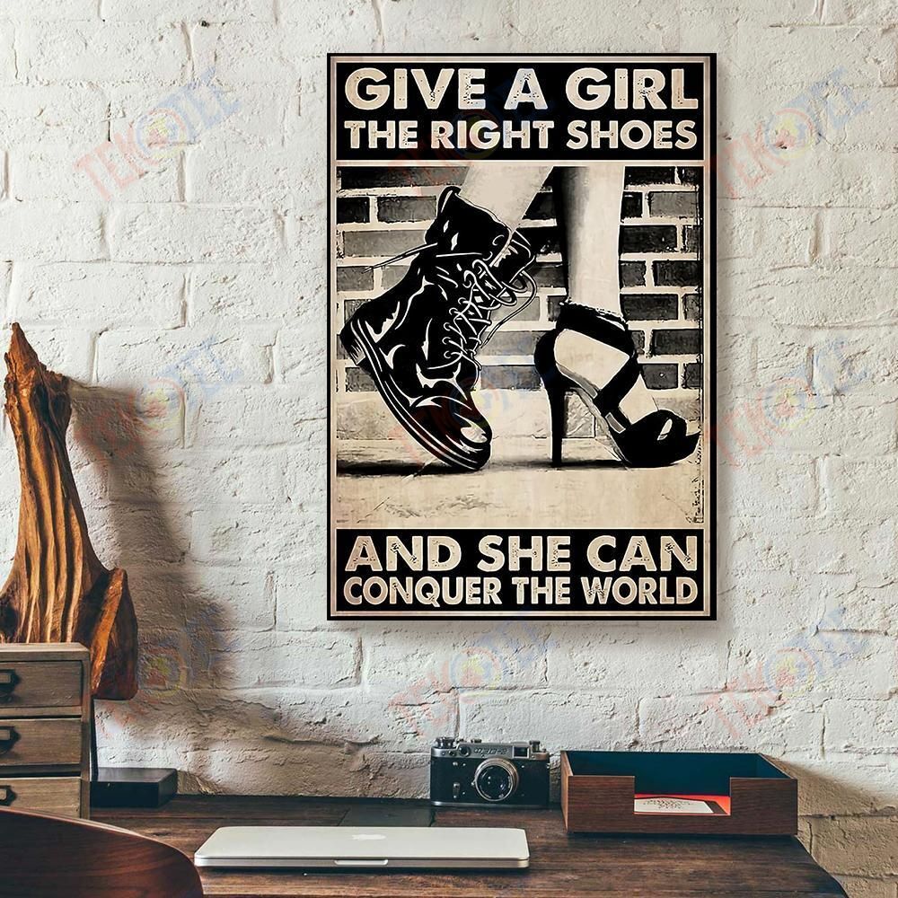 Custom Canvas Give A Girl The Right Shoes Verticalcanvas Wall Art Elegant Home Decor Canvas