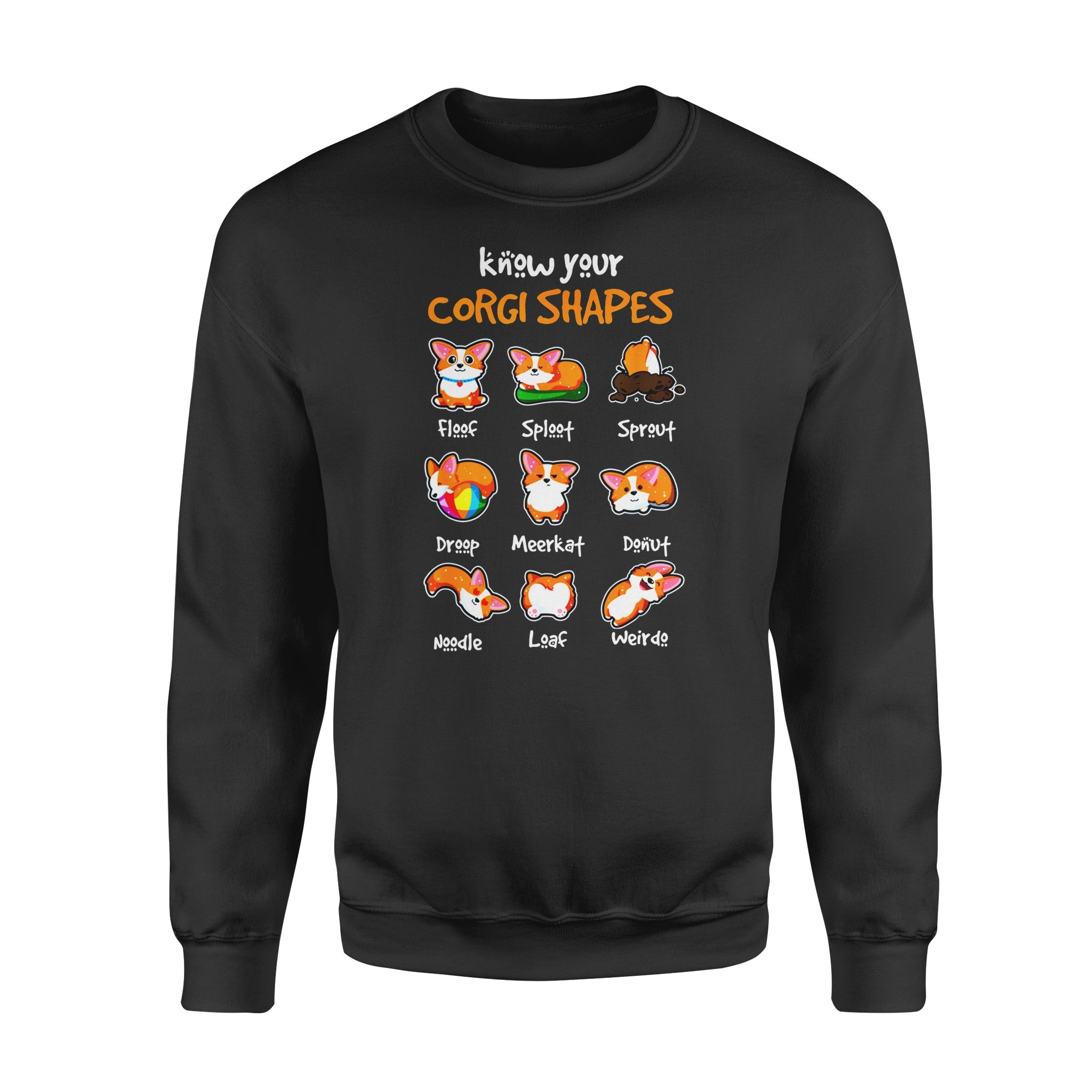 Dog gift idea Know Your Corgi Shapes Cute Puppy Lover T-Shirt – Standard Fleece Sweatshirt