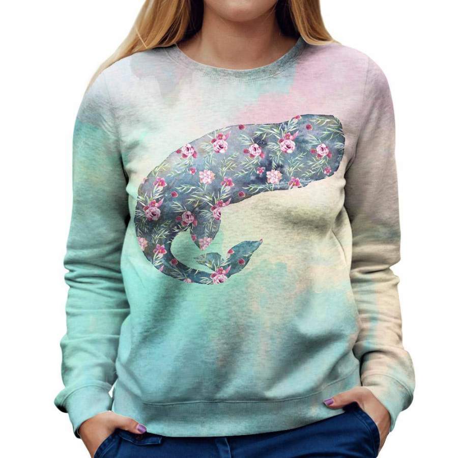 Flower Whale Womens Sweatshirt