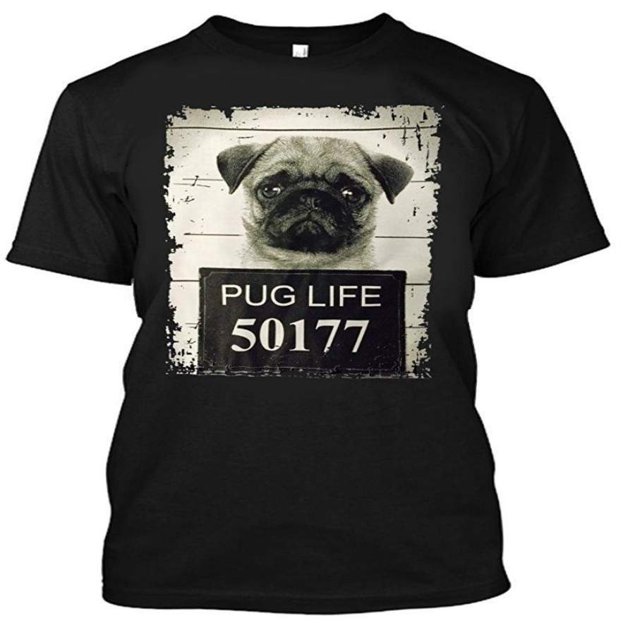 Cool Comfortable Short Sleeves Men’s Pug Life Mugshot T-Shirt Summer T Shirt