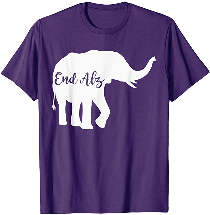 ENDALZ Alzheimers Awareness Elephant Dementia Purple T-Shirt