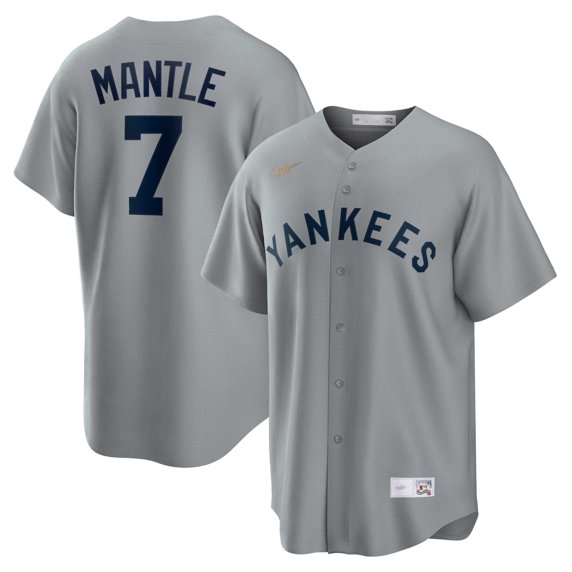 Mickey Mantle New York Yankees Road Cooperstown Collection Player Jersey – Gray