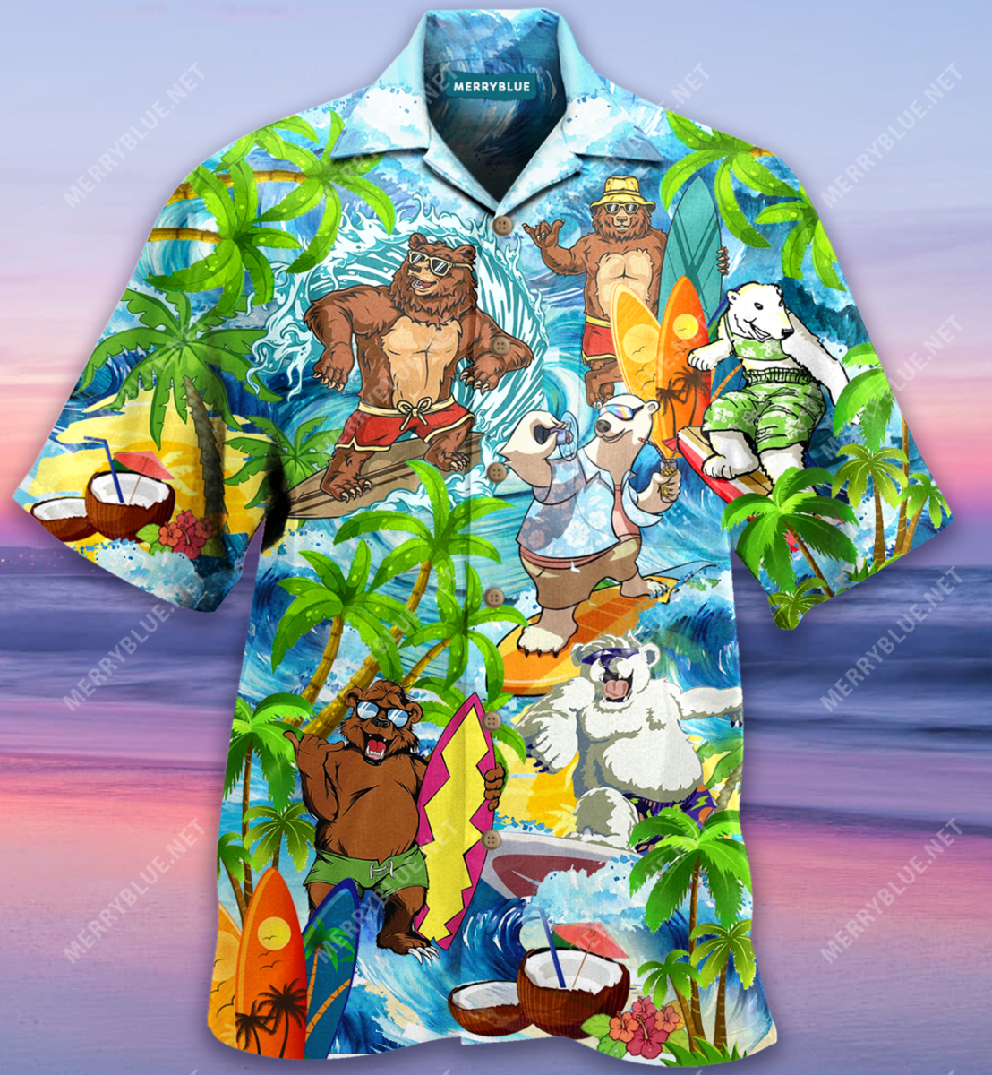 Bears Surfing Unisex Hawaiian Shirt