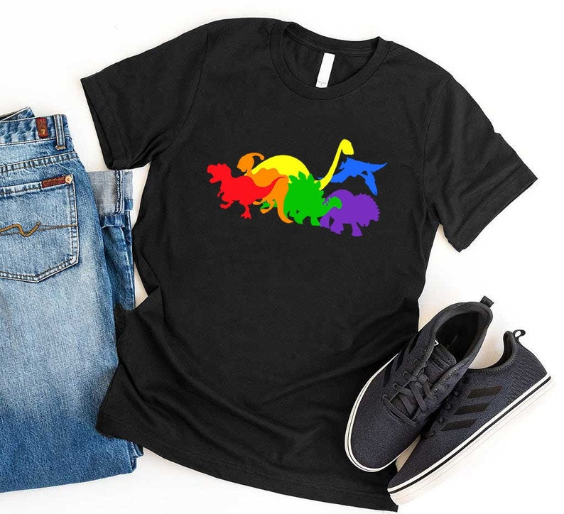 Rainbow Shirt, Shirt For Lesbian, Dinosaur The Colors Of The Rainbow Lgbt Pride T-Shirt